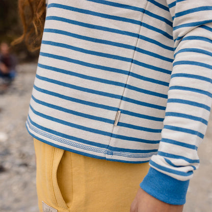 Bloom Hemp Sweatshirt - Soft Cobalt Stripe