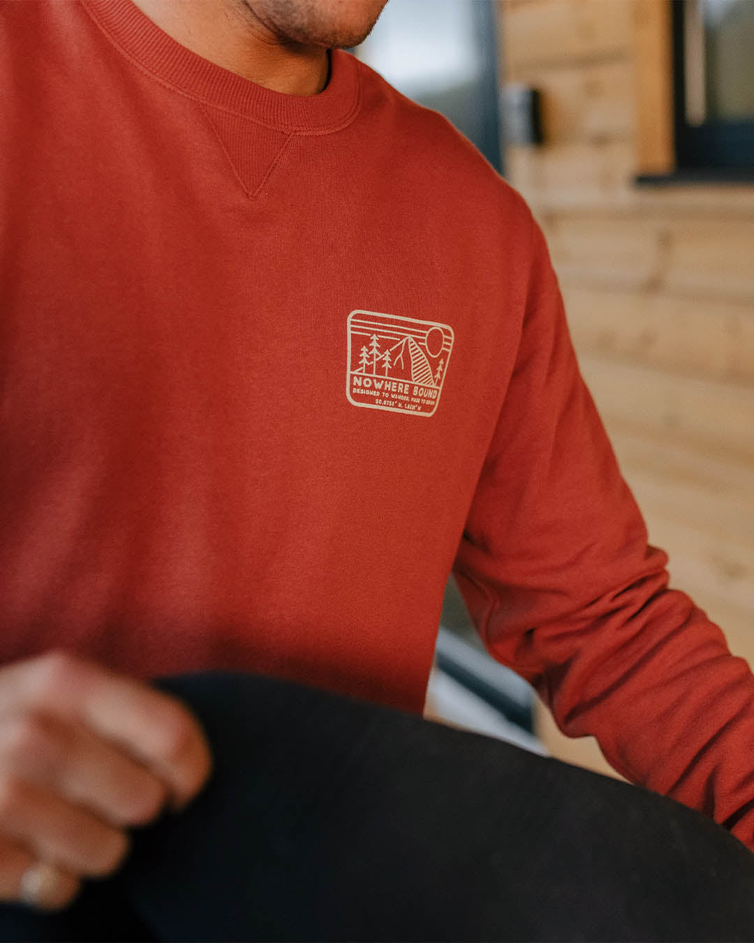 Nowhere Bound Recycled Cotton Sweatshirt - Burnt Red