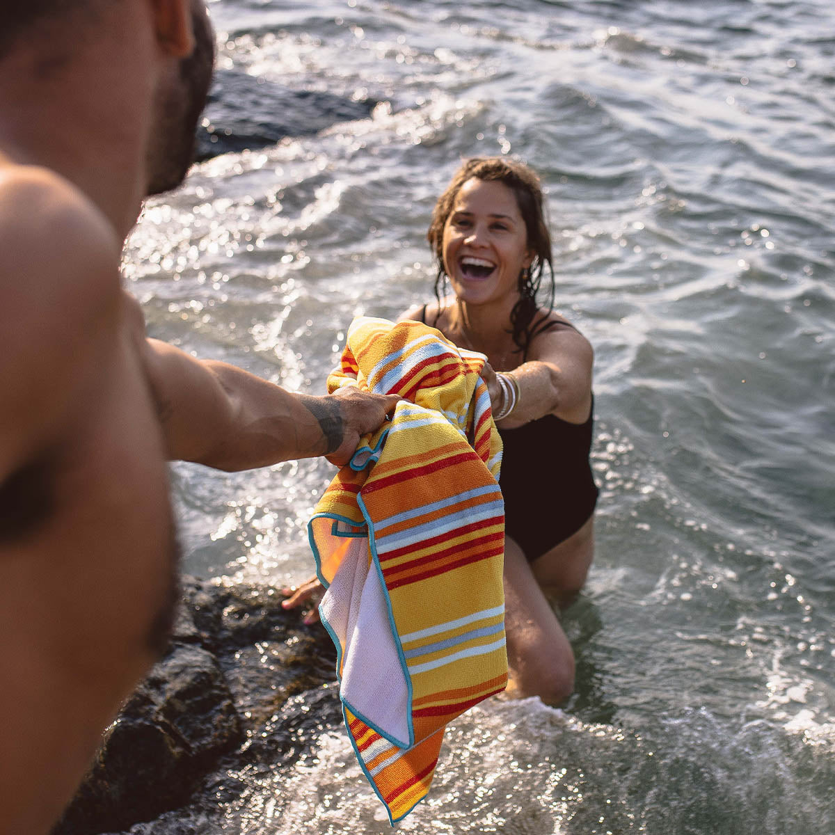 Portland Recycled Polyester Beach Towel - Sun Stripe