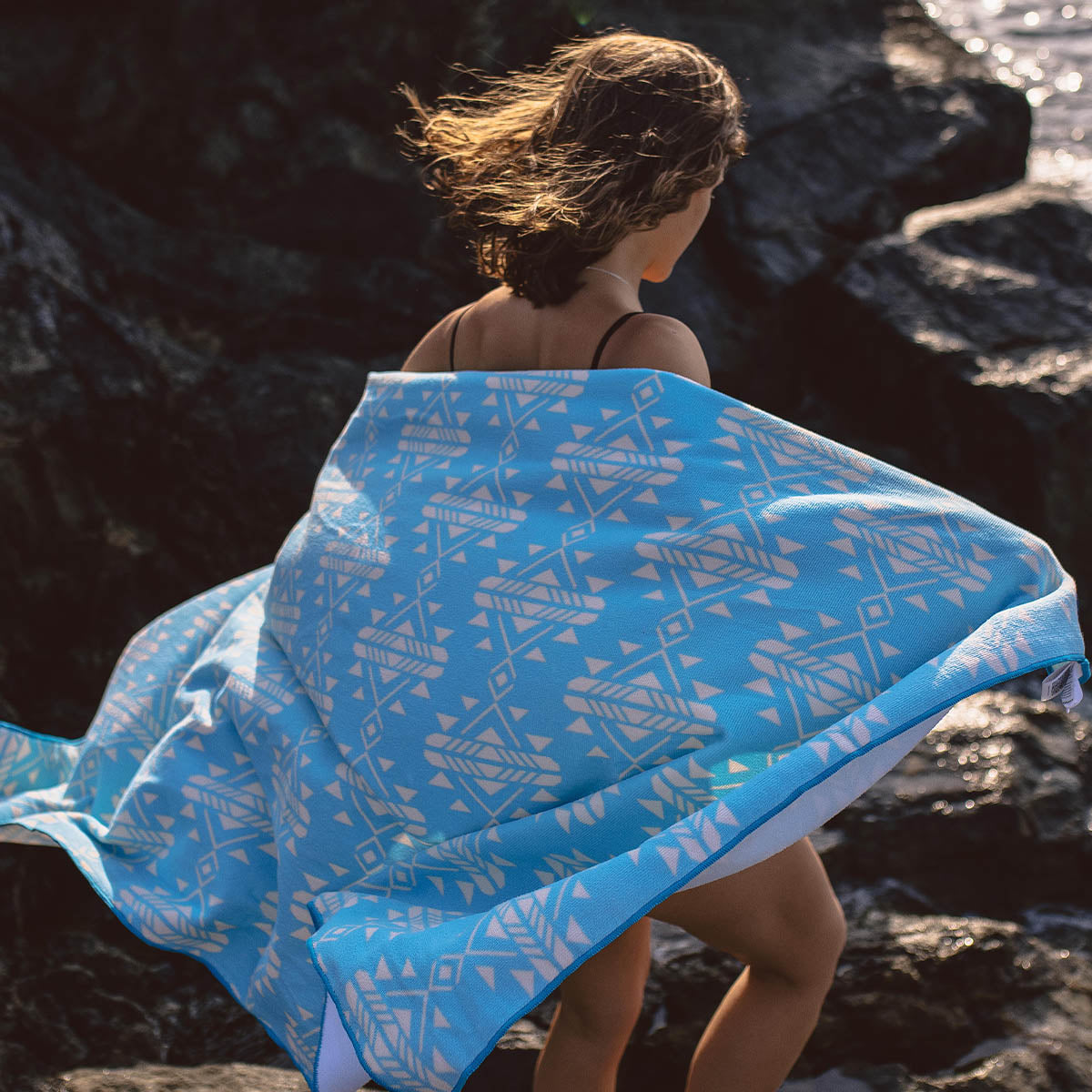 Portland Recycled Polyester Beach Towel - Blue Coast