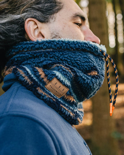 Male_Mulled Recycled Sherpa Fleece Snood - Blue Coral Geo Pattern