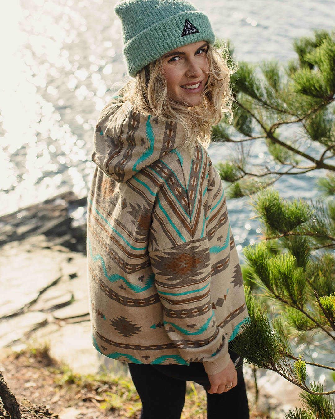 Wilderness Recycled Cotton Printed Hoodie - Birch Geo Pattern Two