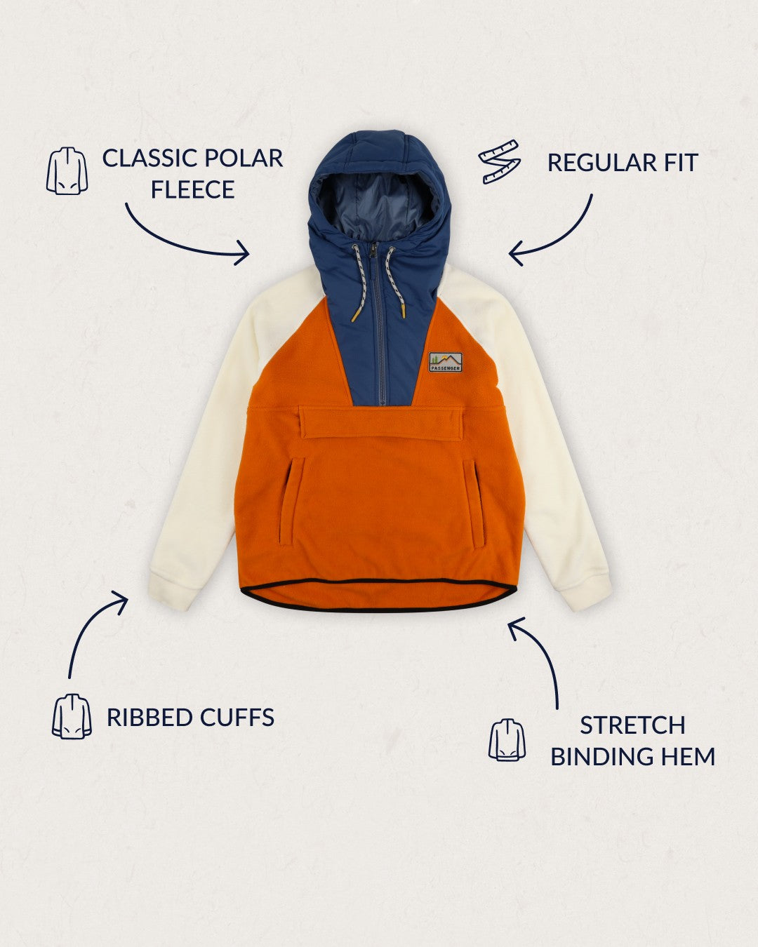 Men's Polar Fleece Sweatshirt Half Zip Mid-weight Jacket, A#navy/Coffee-s,  Large : : Fashion
