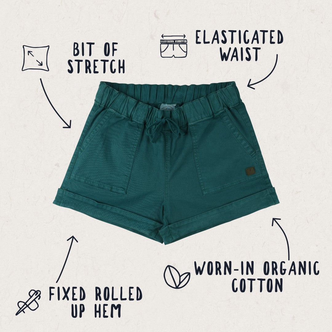 Carriso Organic Cotton Shorts - Storm Green