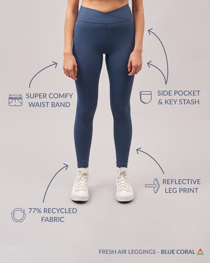 Fresh Air Recycled Leggings - Deep Blue Camo Pattern
