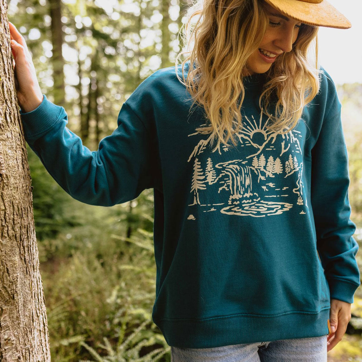 Early Riser Recycled Cotton Oversized Sweatshirt - Blue Coral