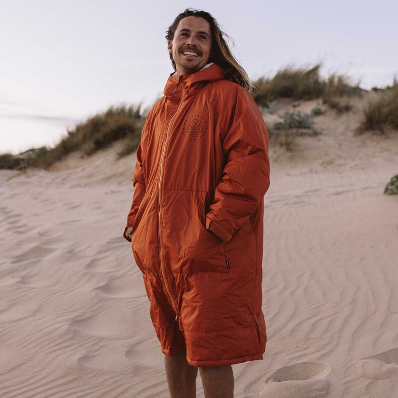 Male_Escapism Recycled Sherpa Lined Changing Robe - Rust