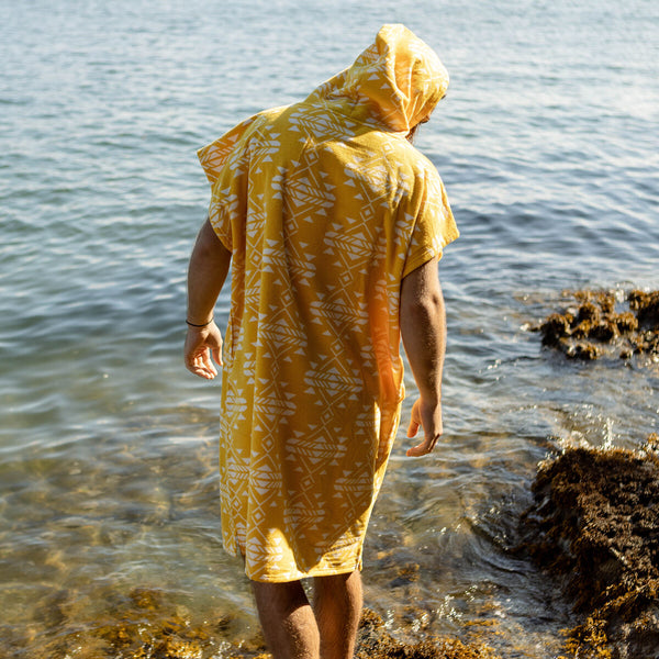 Baja Recycled Towel Poncho - Yellow Coast