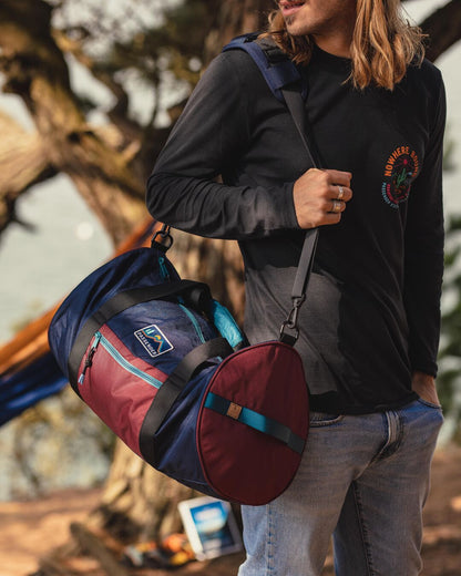 Escape It All 30L Recycled Duffle Bag - Navy/Burgundy