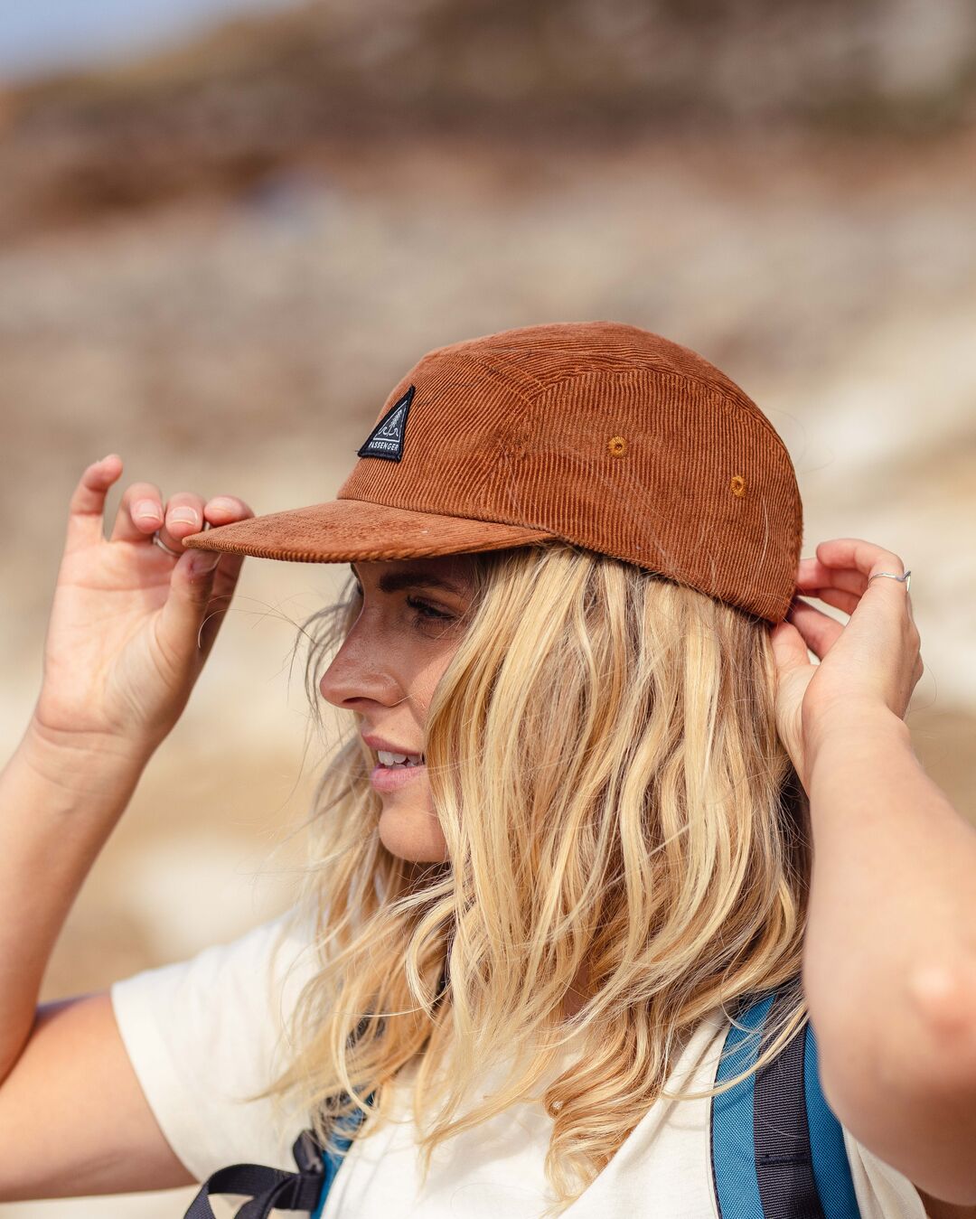 Womens_Fixie Recycled Cord 5 Panel Cap - Glazed Ginger