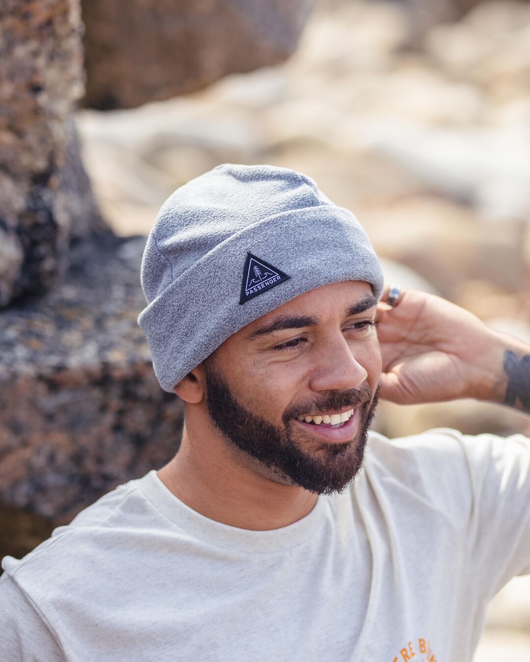 Male_Wanderer Recycled Polar Beanie - Grey Marl