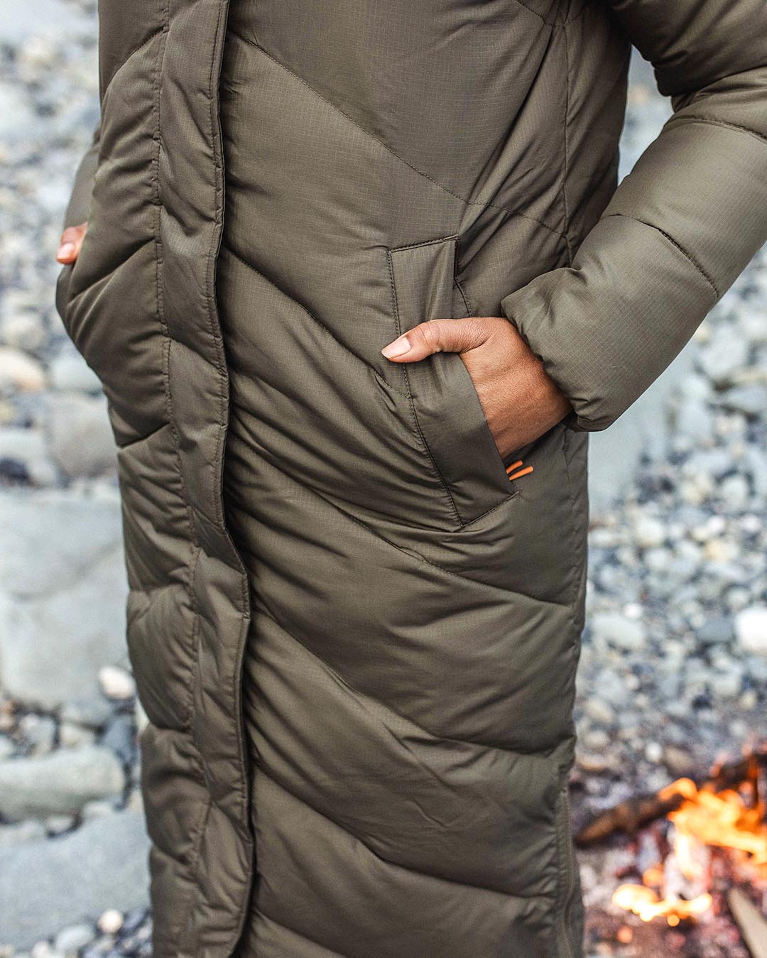 Tasman Long Recycled Insulated Jacket - Dusty Olive
