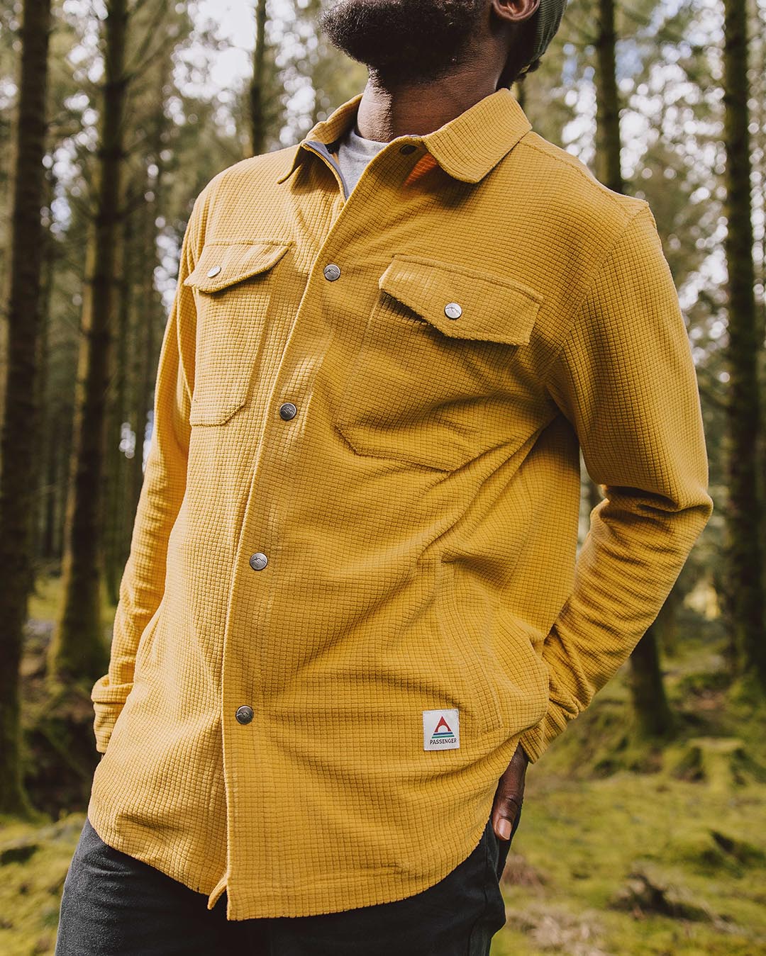 Maple Grid Polar Fleece Shirt - Mustard Gold