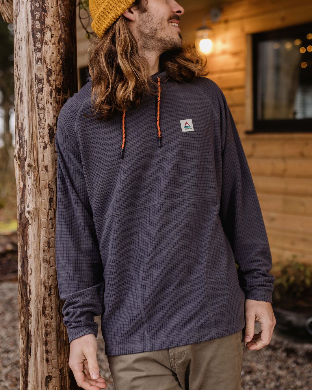 Point Recycled Grid Polar Fleece Hoodie Charcoal – Passenger