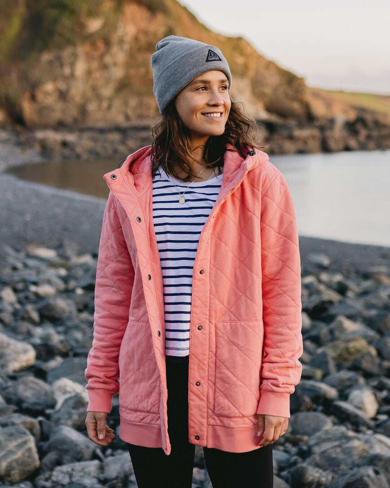 Clementine Recycled Quilted Popper Up Hoodie - Shell Pink – Passenger