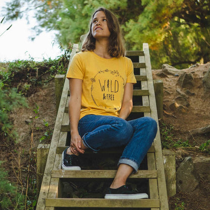 Wild & Free Recycled Cotton T-Shirt - Ochre Yellow